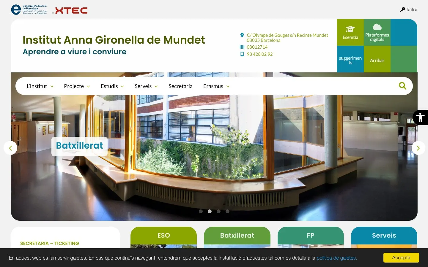 The website of Institut Anna Gironella de Mundet