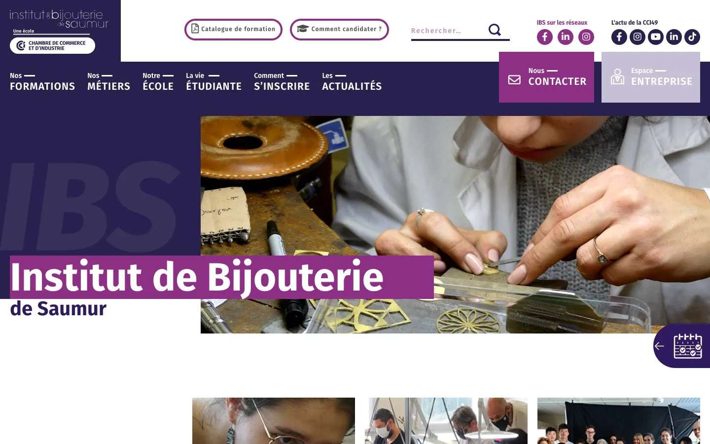 The website of Institut de Bijouterie de Saumur