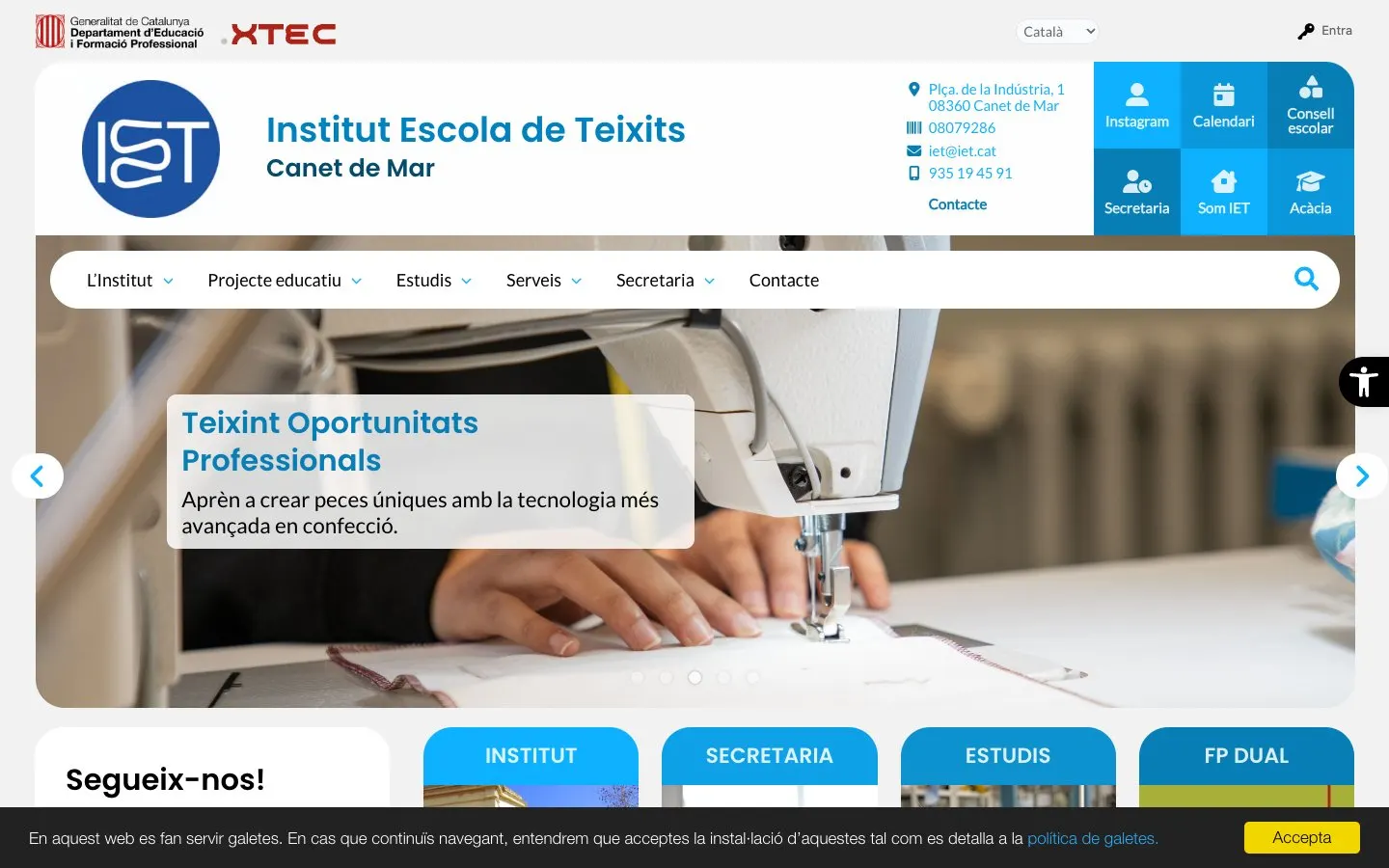 El sitio web de Institut Escola de Teixits