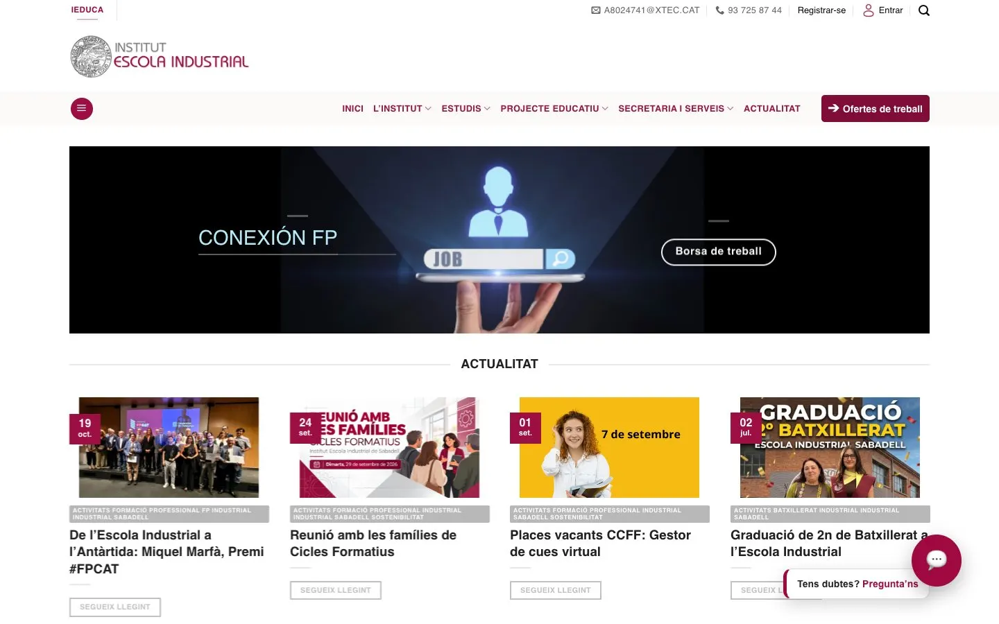 Le site de Institut Escola Industrial de Sabadell