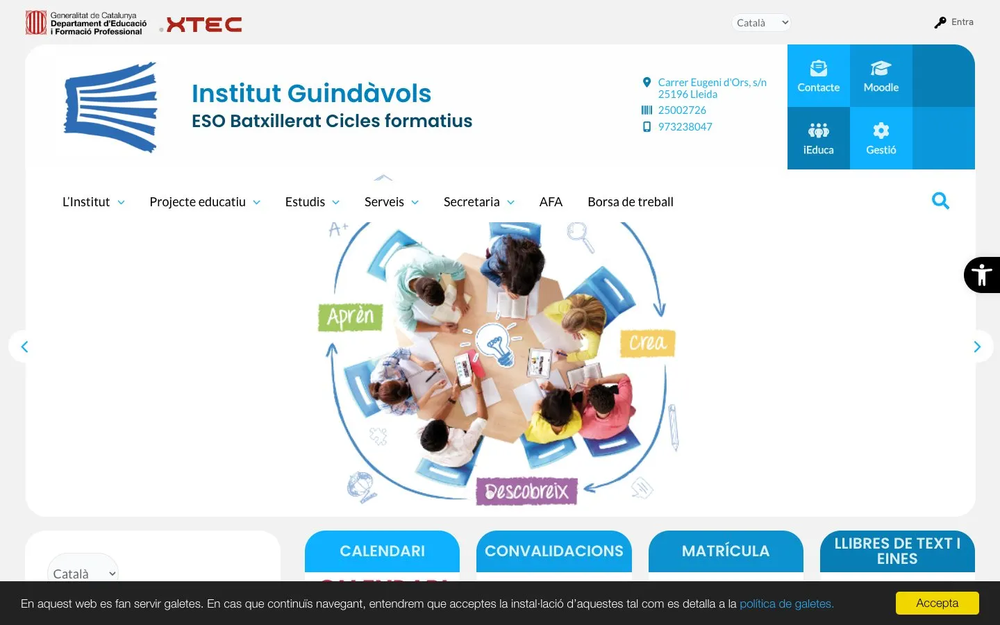 The website of Institut Guindàvols