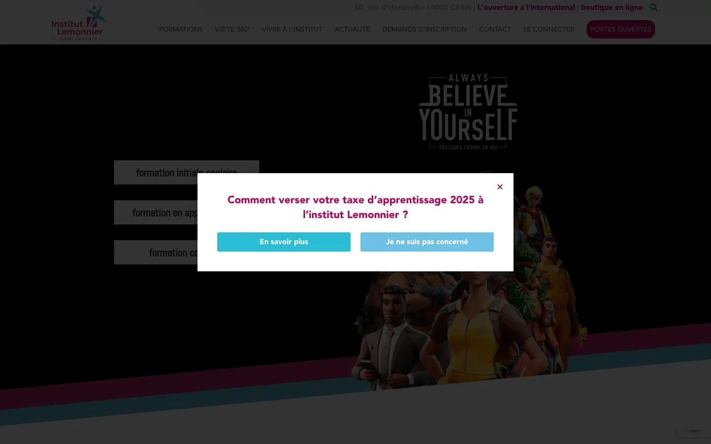 The website of Institut Lemonnier