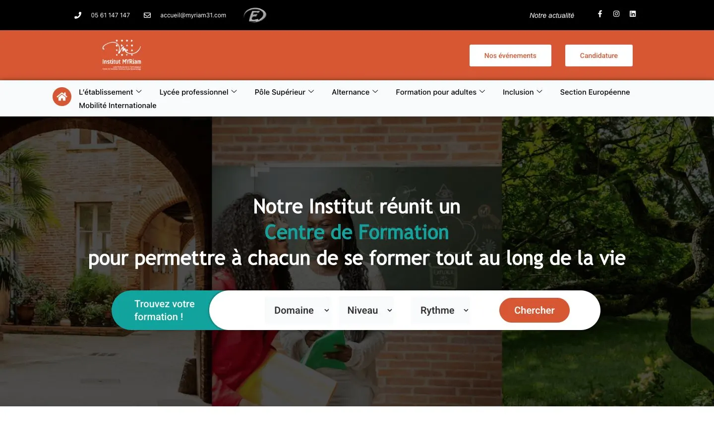 The website of Institut Myriam