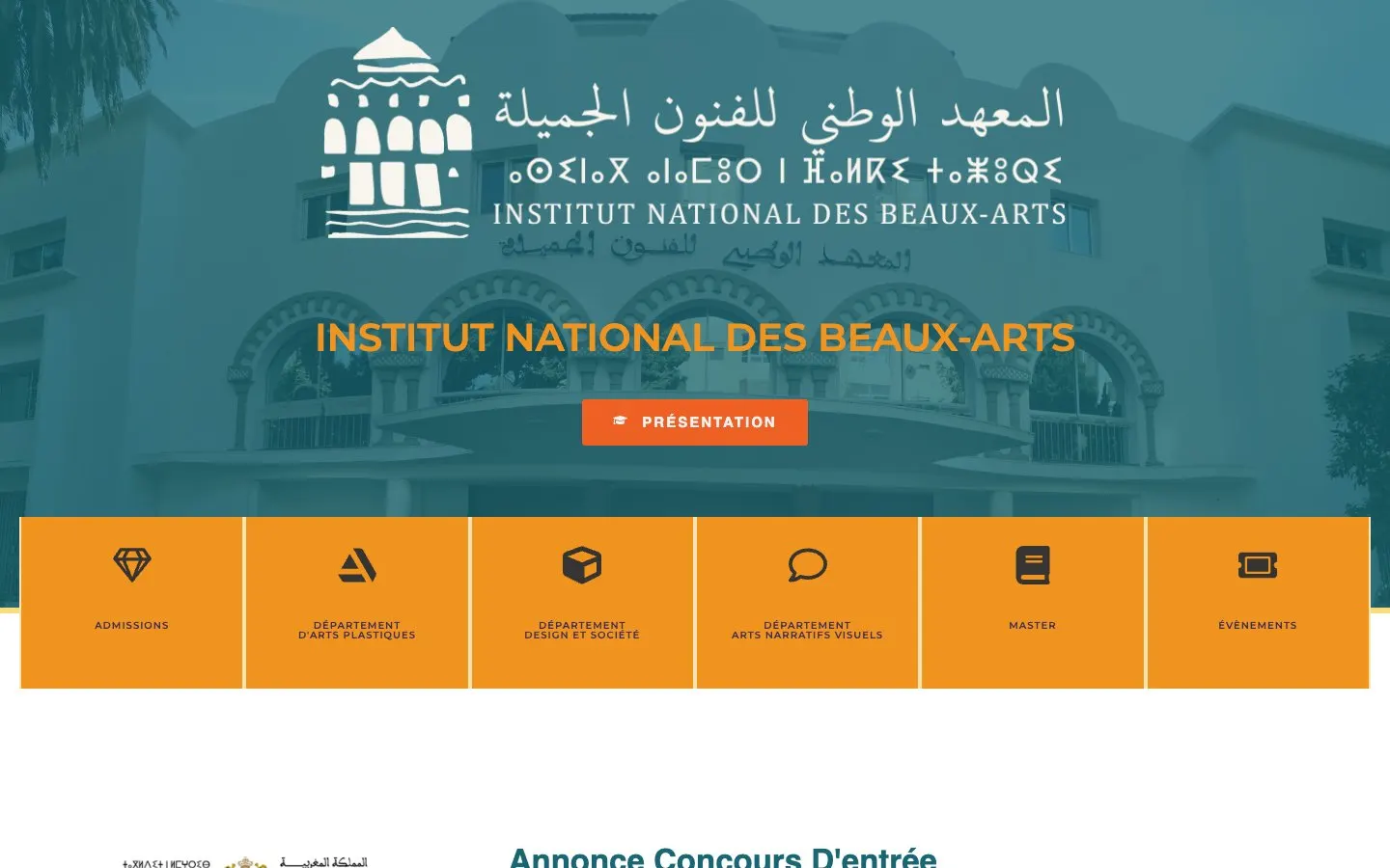 The website of Institut National des Beaux-Arts de Tétouan (INBA)