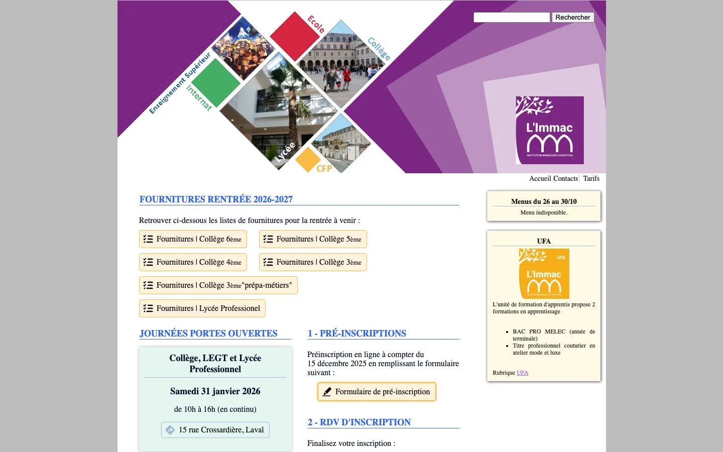 Institution Immaculée Conception – Lycée professionnel 的网站