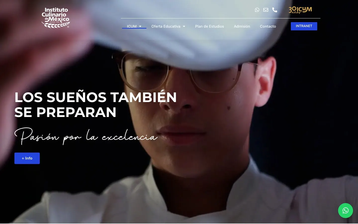 The website of Instituto Culinario de México (ICUM)