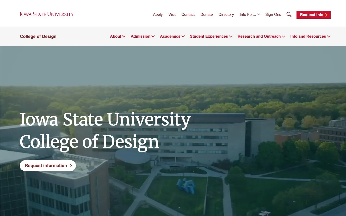 El sitio web de Iowa State University – College of Design