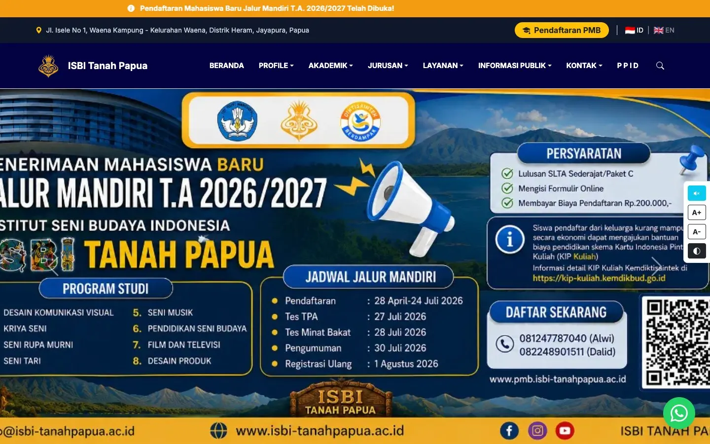 Le site de ISBI Tanah Papua