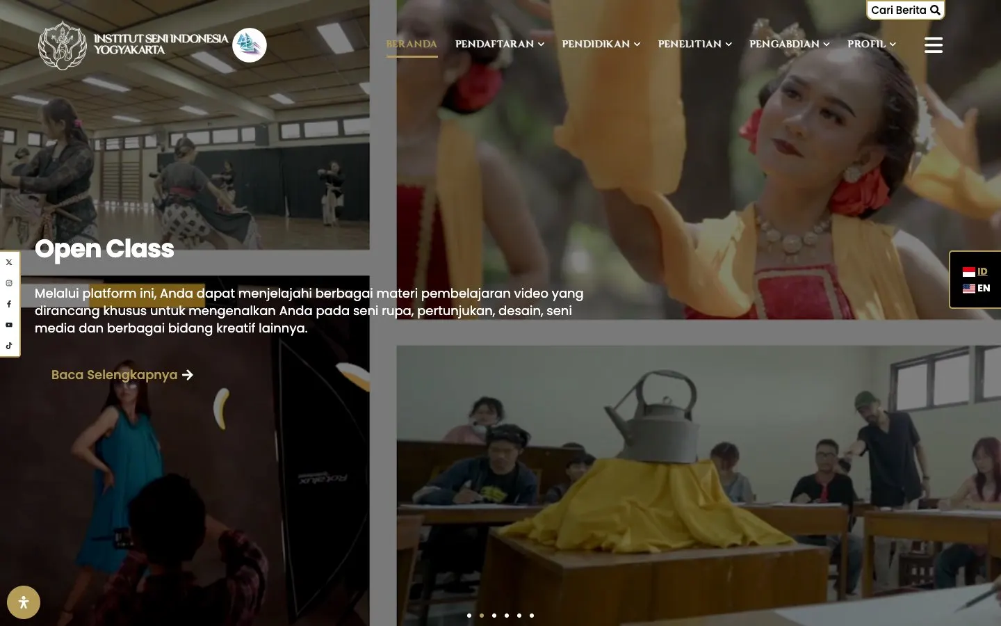 The website of ISI Yogyakarta