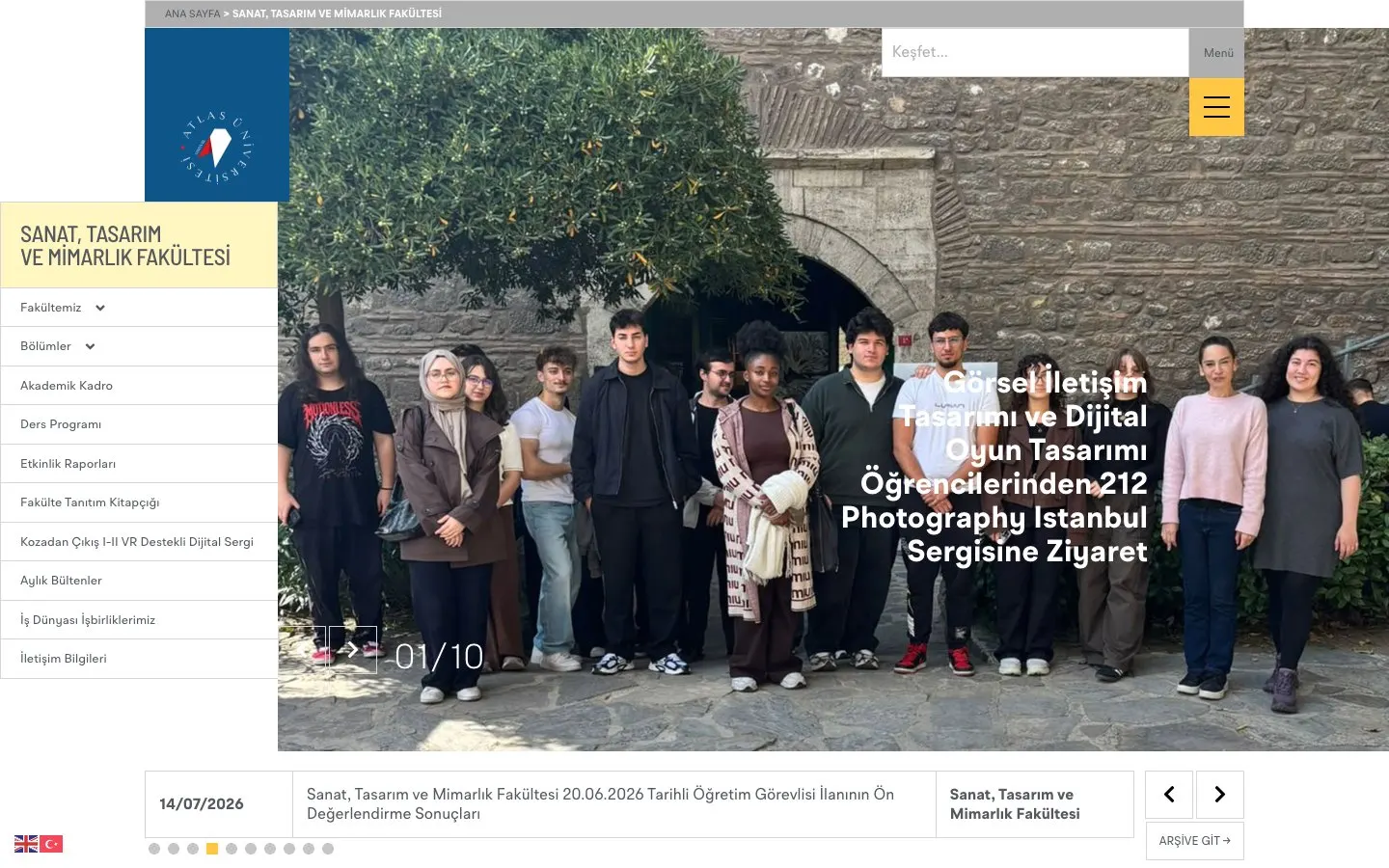 İstanbul Atlas Üniversitesi – Sanat, Tasarım ve Mimarlık Fakültesi की वेबसाइट