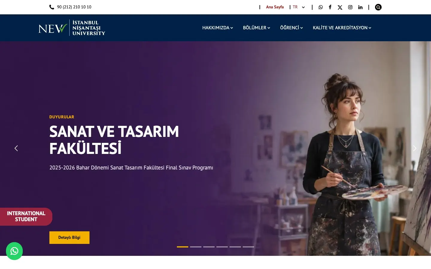 İstanbul Nişantaşı Üniversitesi – Sanat ve Tasarım Fakültesi की वेबसाइट