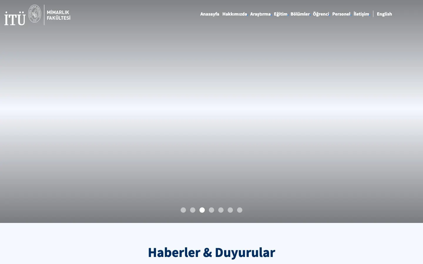 Die Website von İstanbul Teknik Üniversitesi – Mimarlık Fakültesi