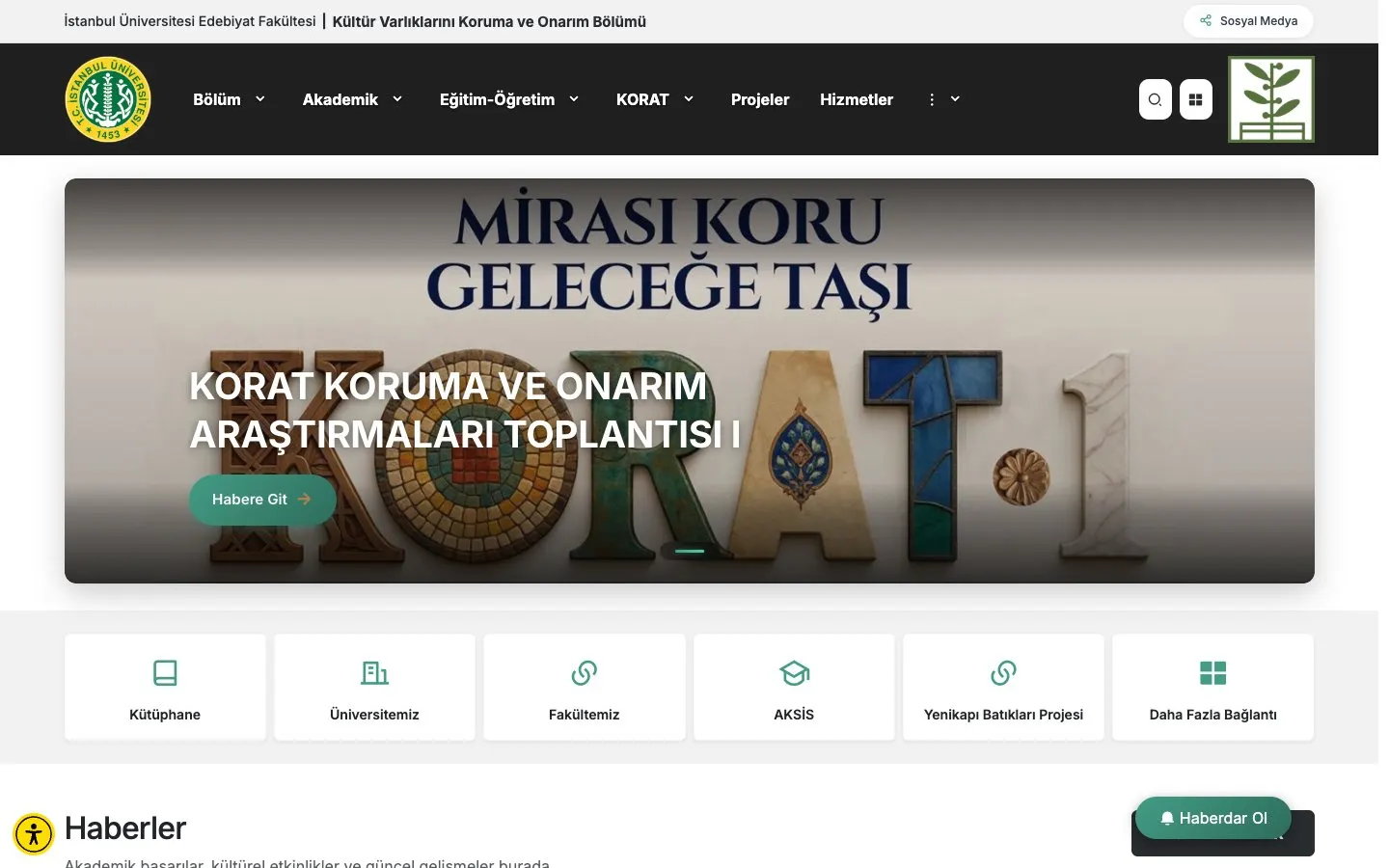 Il sito di İstanbul Üniversitesi