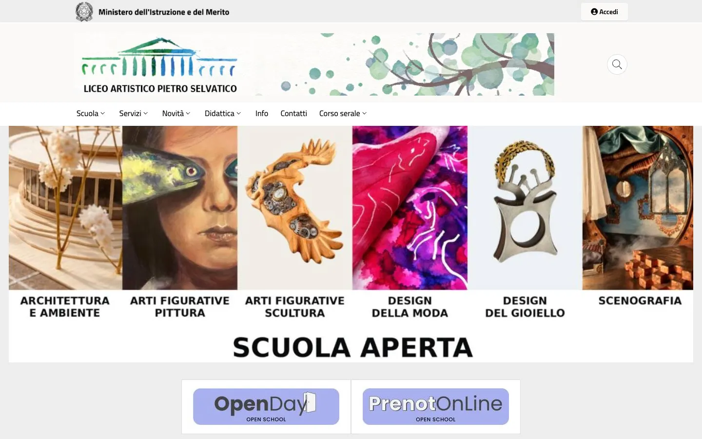 Liceo Artistico Pietro Selvatico की वेबसाइट