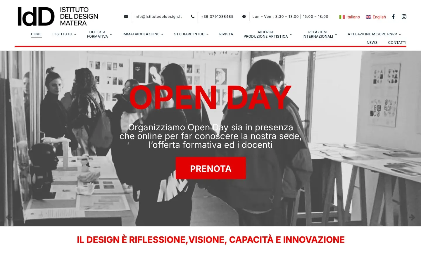 الموقع الإلكتروني لـ Istituto del Design – Matera