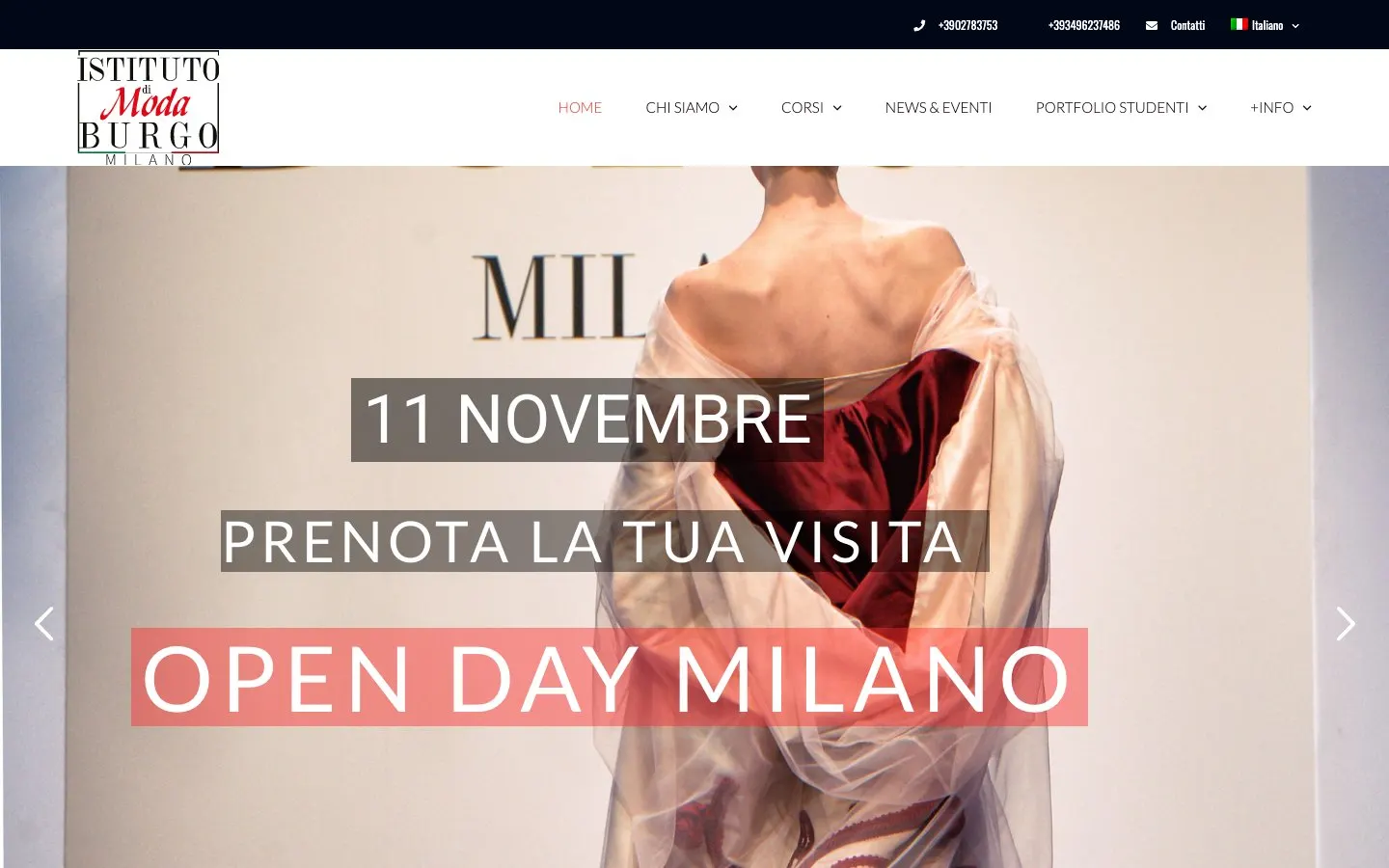 Die Website von Istituto di Moda Burgo