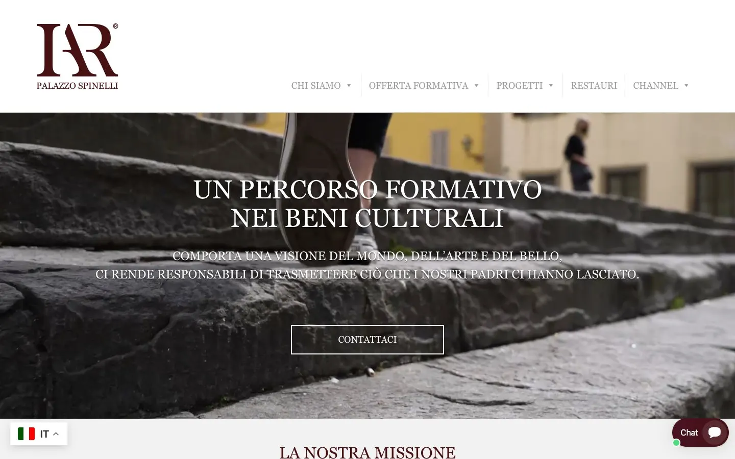 The website of Istituto per l'Arte e il Restauro – Palazzo Spinelli