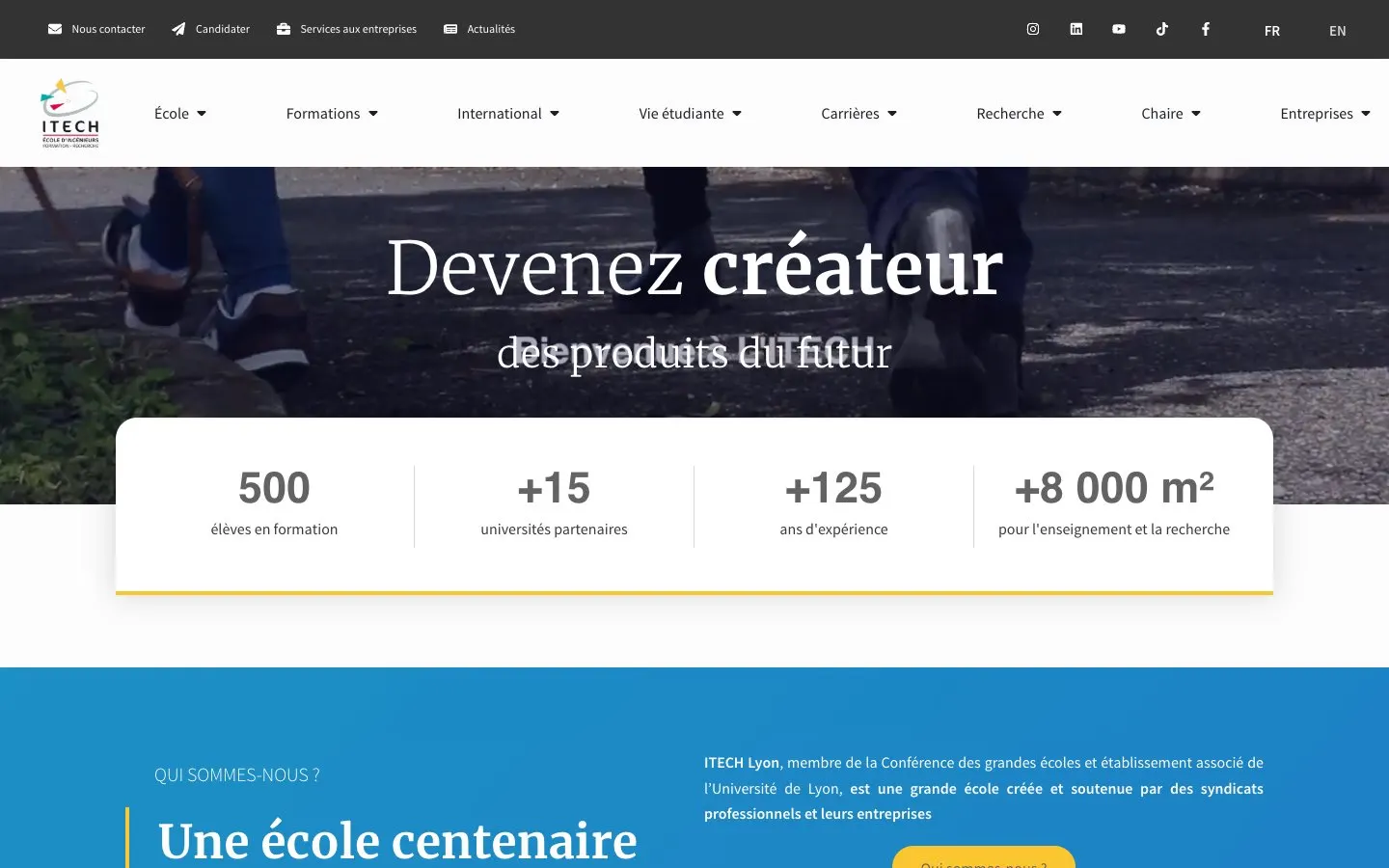 The website of ITECH Lyon