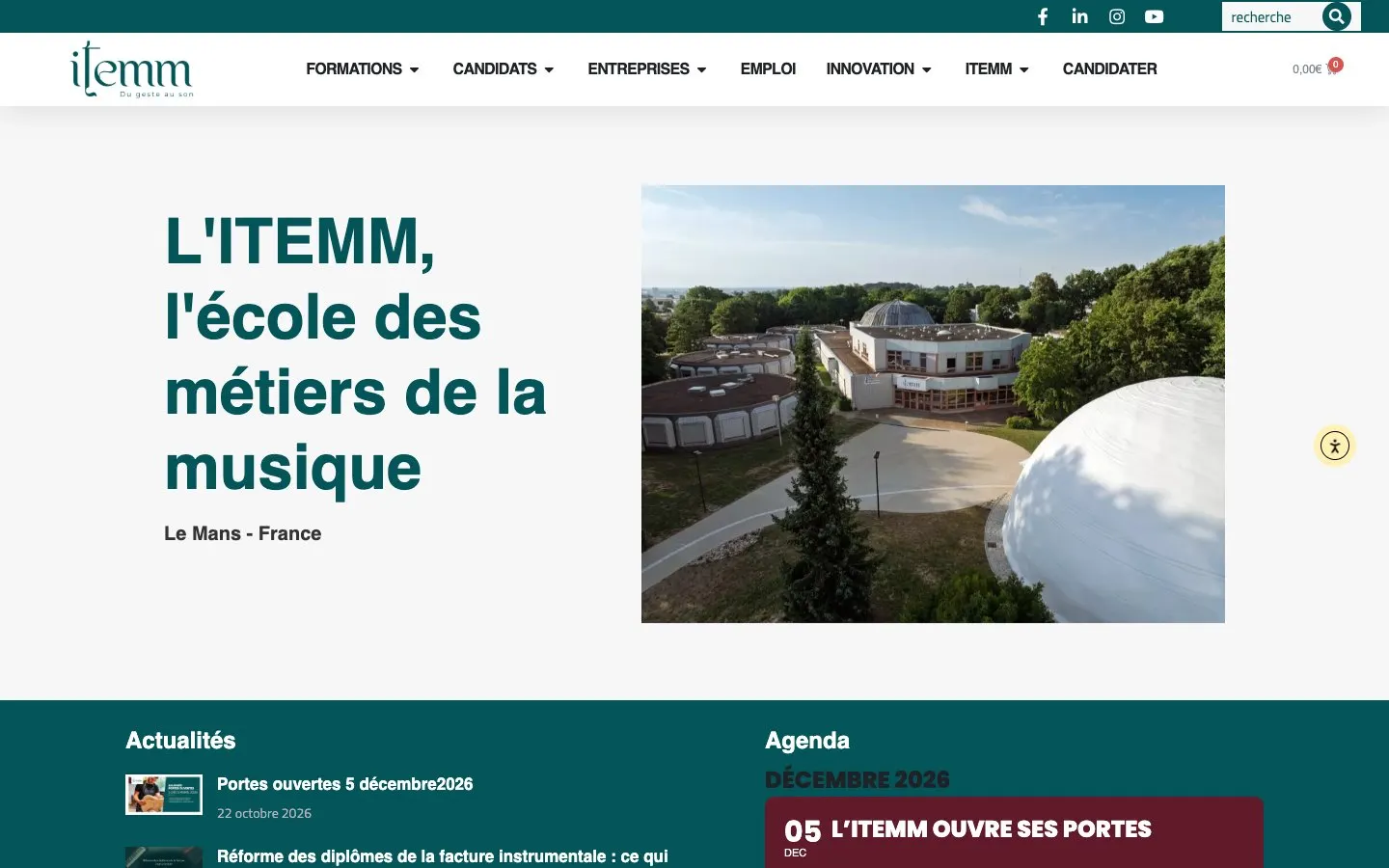 ITEMM – Institut technologique européen des métiers de la musique 的网站