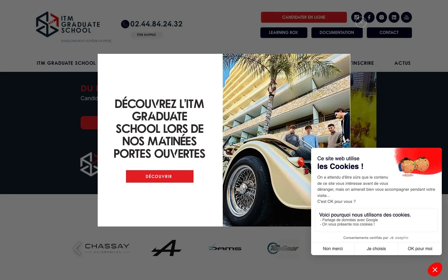 Die Website von ITM Graduate School – Le Mans