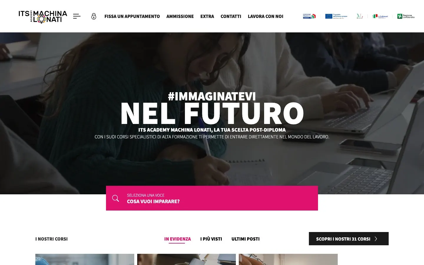 The website of ITS Academy Machina Lonati