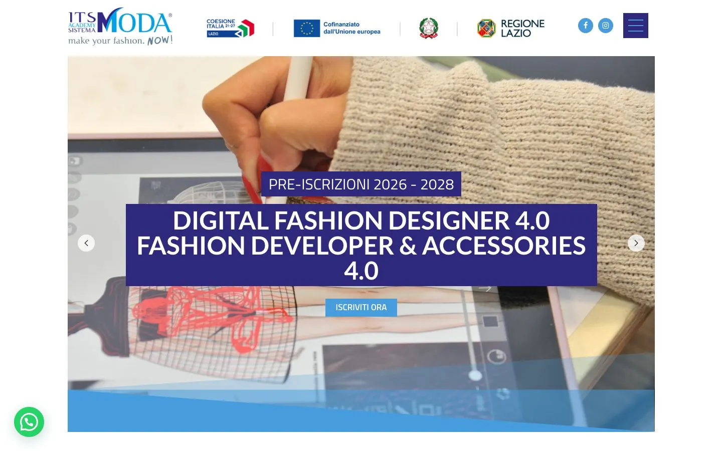 El sitio web de ITS Academy Sistema Moda