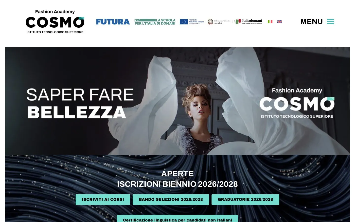 Die Website von ITS Cosmo Fashion Academy