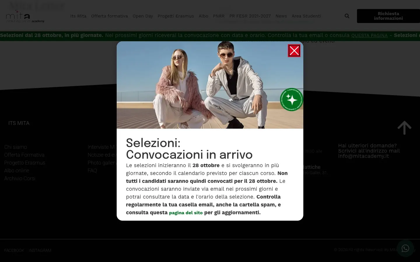 ITS MITA – Made in Italy Tuscany Academy की वेबसाइट