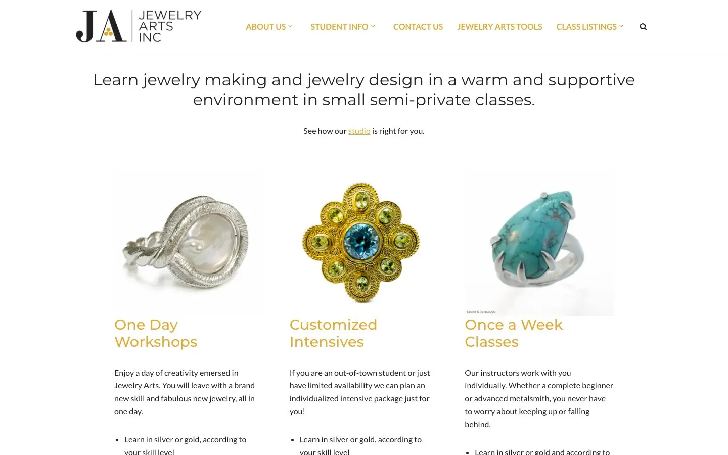 الموقع الإلكتروني لـ Jewelry Arts Institute