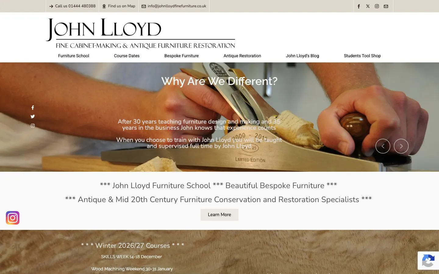 الموقع الإلكتروني لـ John Lloyd Fine Furniture