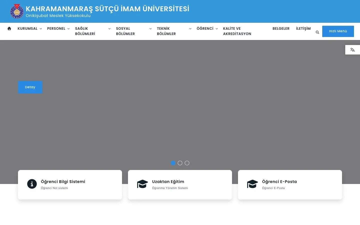 Kahramanmaraş Sütçü İmam Üniversitesi – Onikişubat Meslek Yüksekokulu e Güzel Sanatlar Fakültesi की वेबसाइट