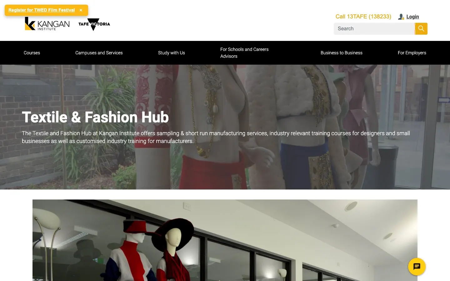الموقع الإلكتروني لـ Kangan Institute – Textile and Fashion Hub
