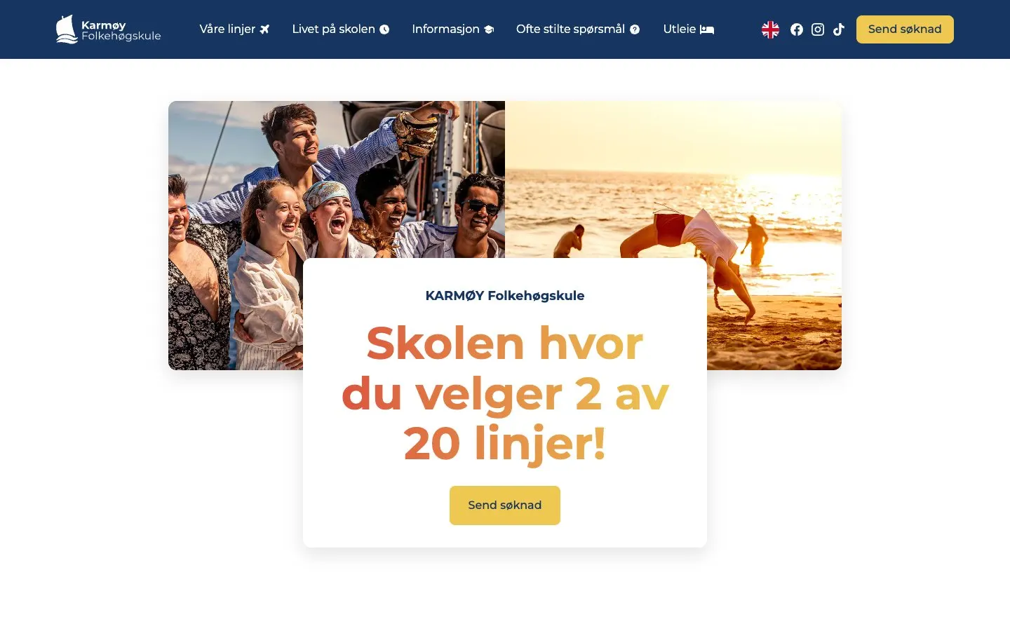 Die Website von Karmøy Folkehøgskule
