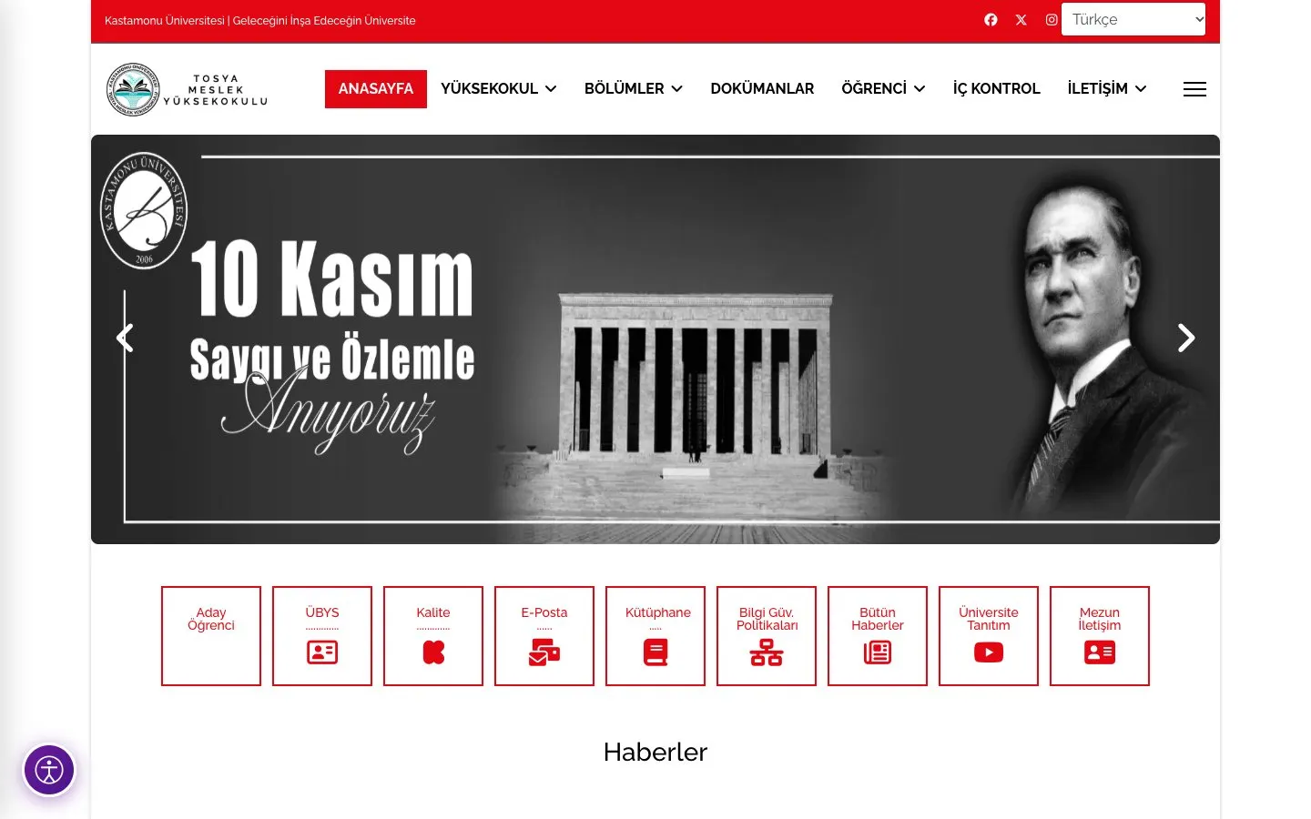 Kastamonu Üniversitesi – Tosya Meslek Yüksekokulu 的网站