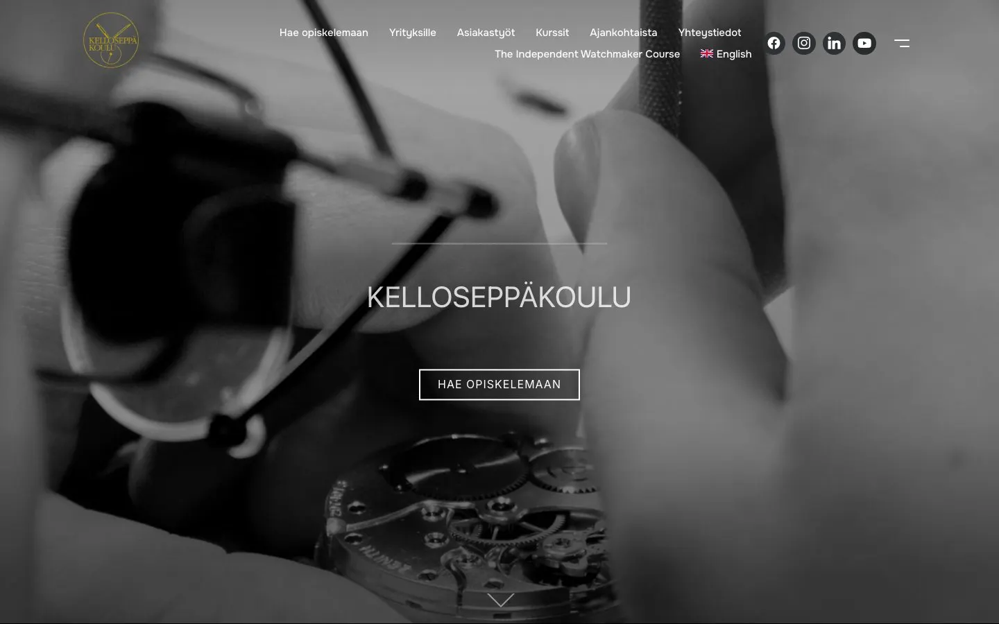 الموقع الإلكتروني لـ Kelloseppäkoulu