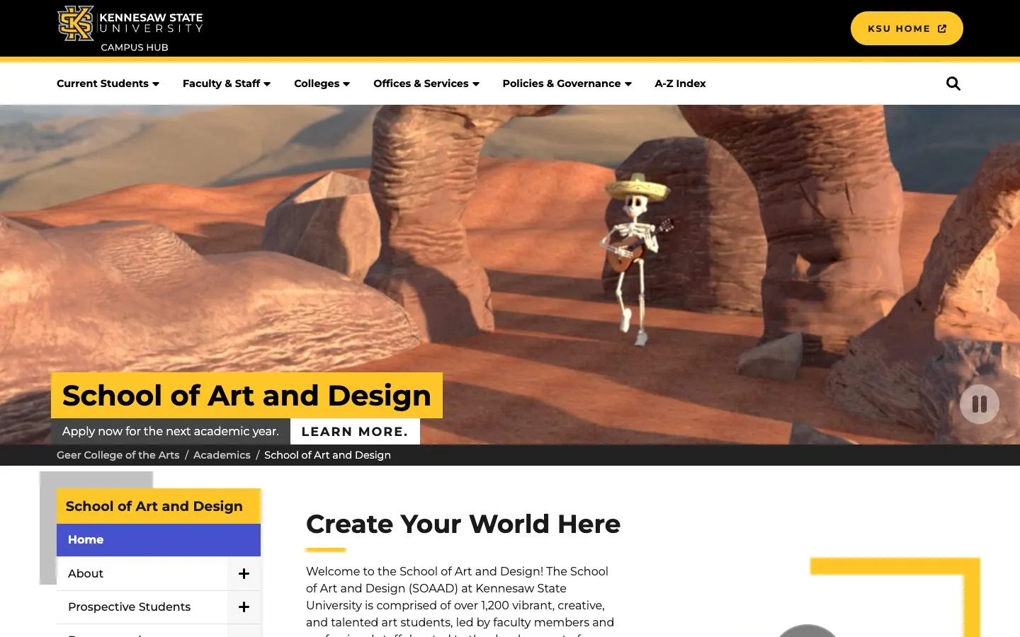 The website of Kennesaw State University – School of Art and Design