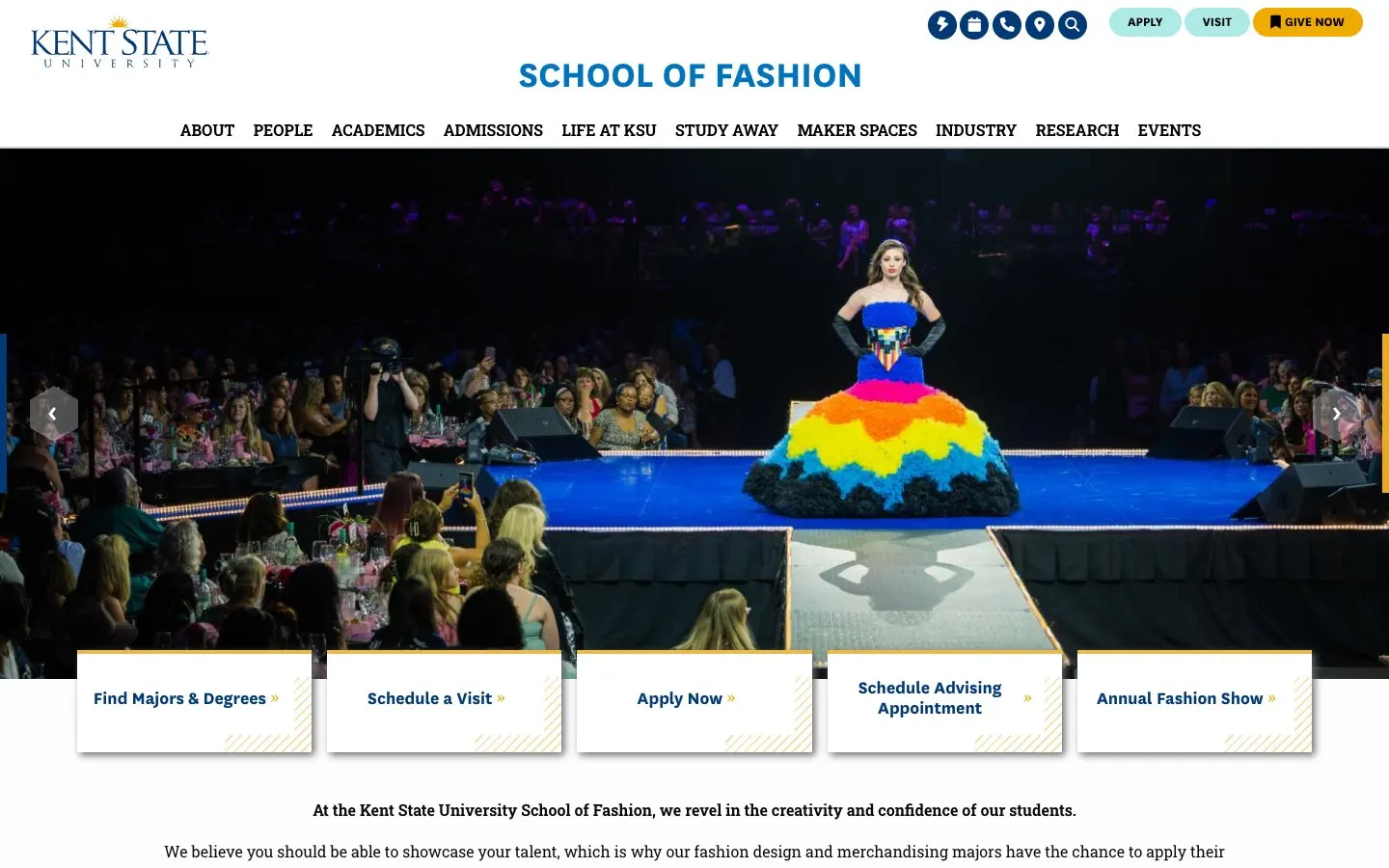 Kent State University – School of Fashion and School of Art की वेबसाइट