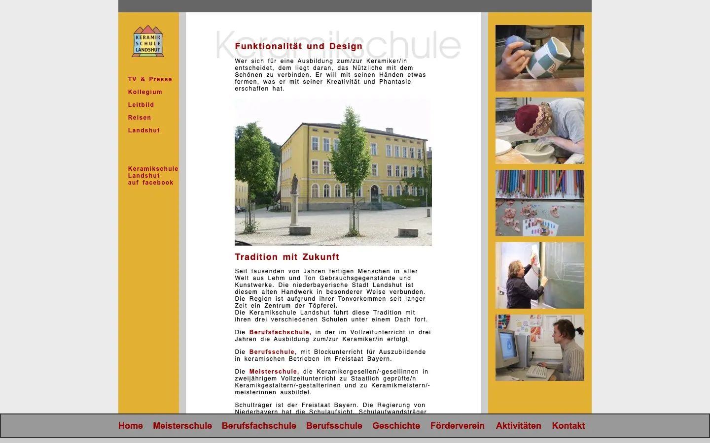 The website of Keramikschule Landshut