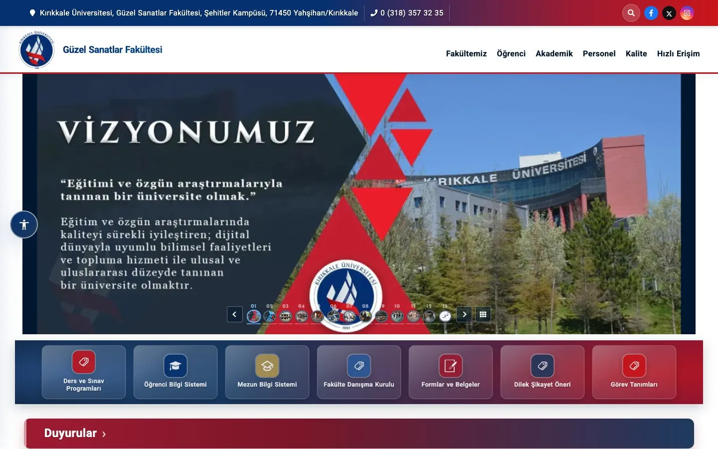 The website of Kırıkkale Üniversitesi – Güzel Sanatlar Fakültesi