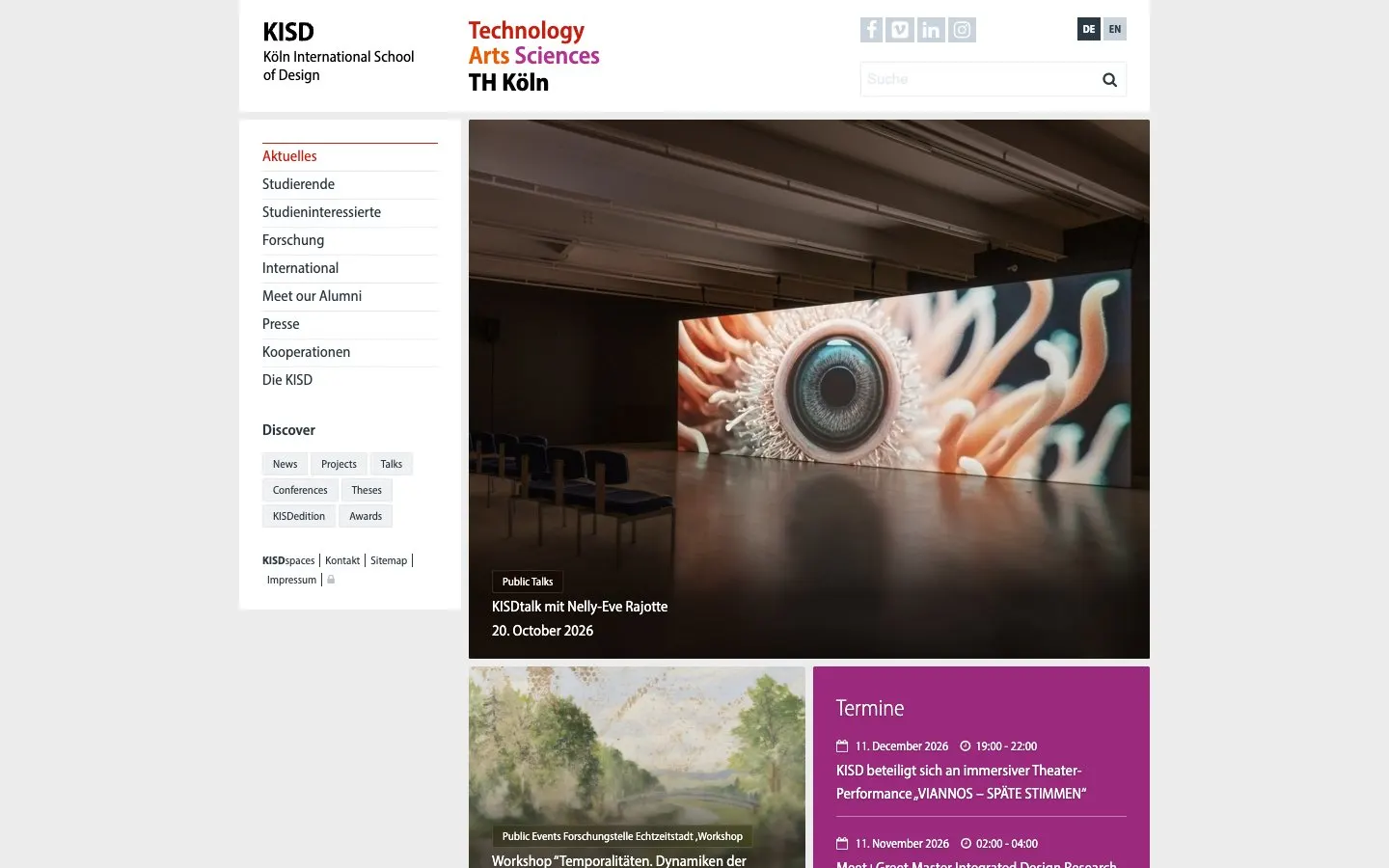 الموقع الإلكتروني لـ KISD – Köln International School of Design