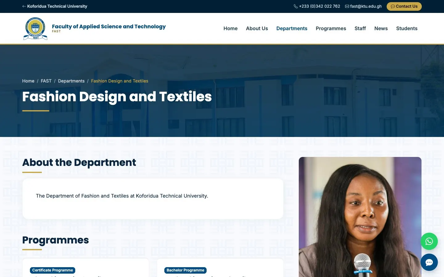 Сайт школы Koforidua Technical University – Department of Fashion Design and Textiles