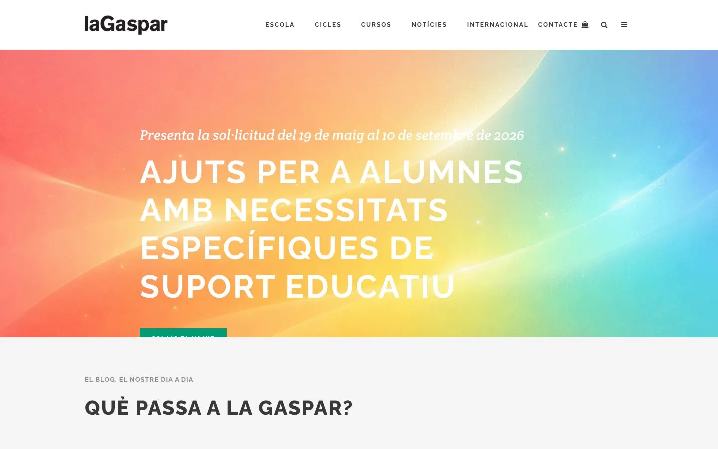 The website of La Gaspar – Escola Municipal d'Art i Disseny Gaspar Camps