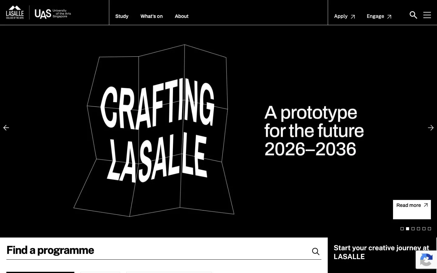 The website of LASALLE College of the Arts