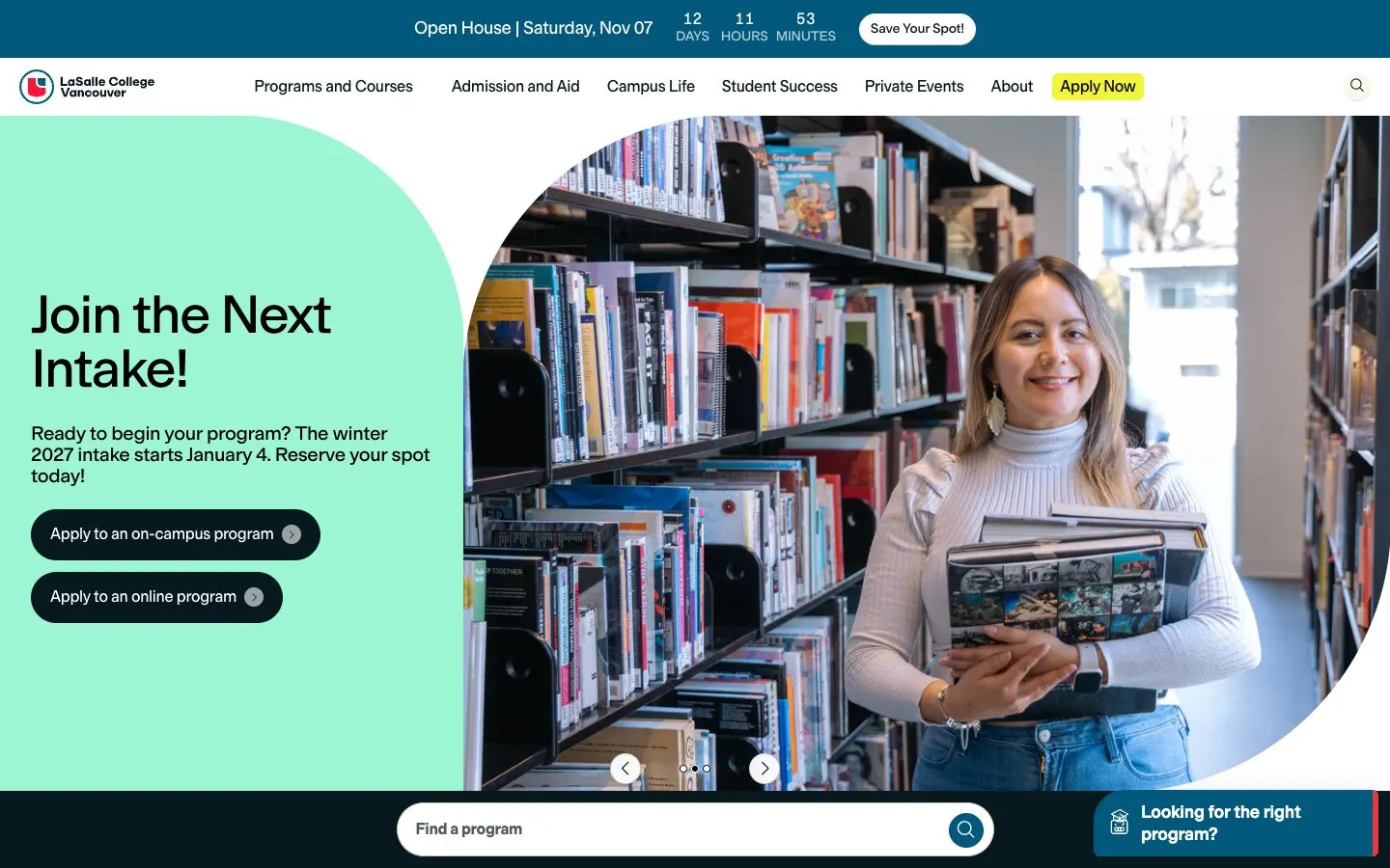 The website of LaSalle College Vancouver
