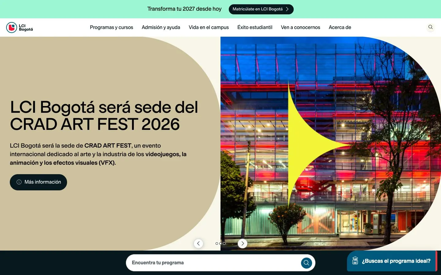 The website of LCI Bogotá
