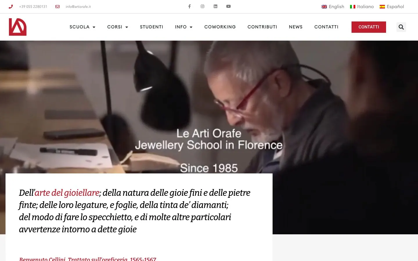 The website of Le Arti Orafe (LAO)