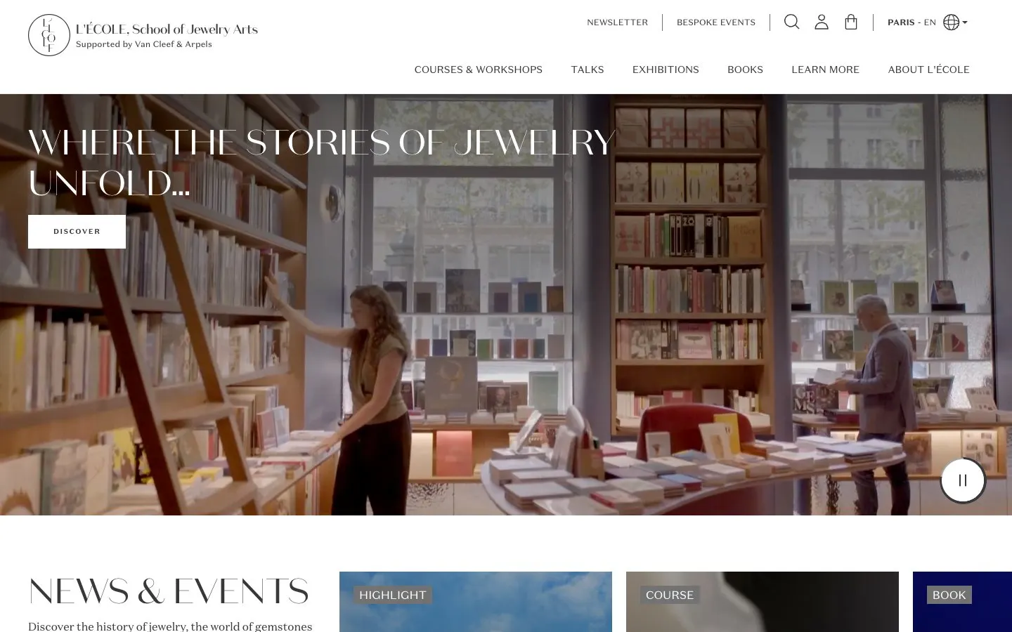 الموقع الإلكتروني لـ L'ÉCOLE, School of Jewelry Arts – Paris