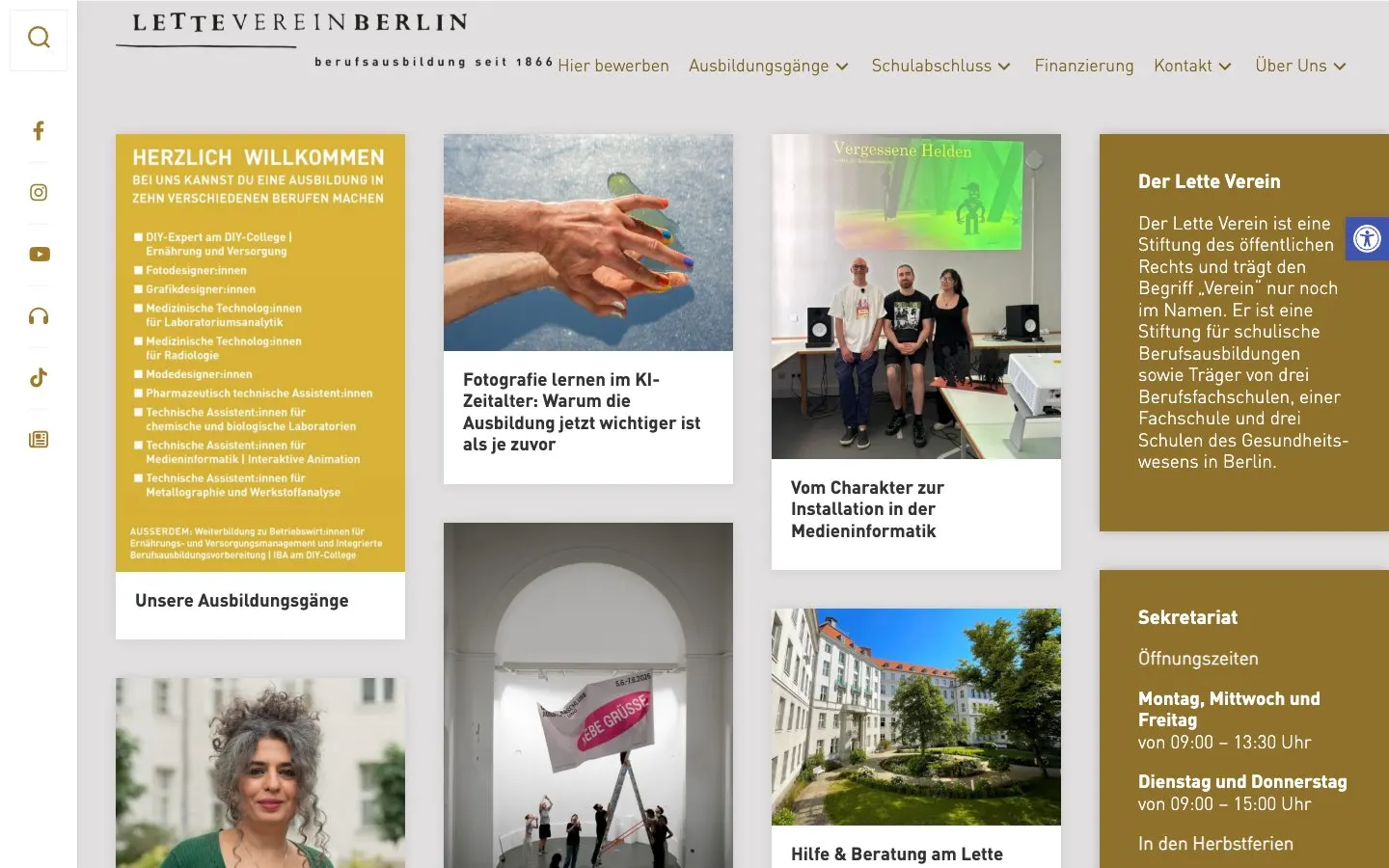The website of Lette Verein Berlin