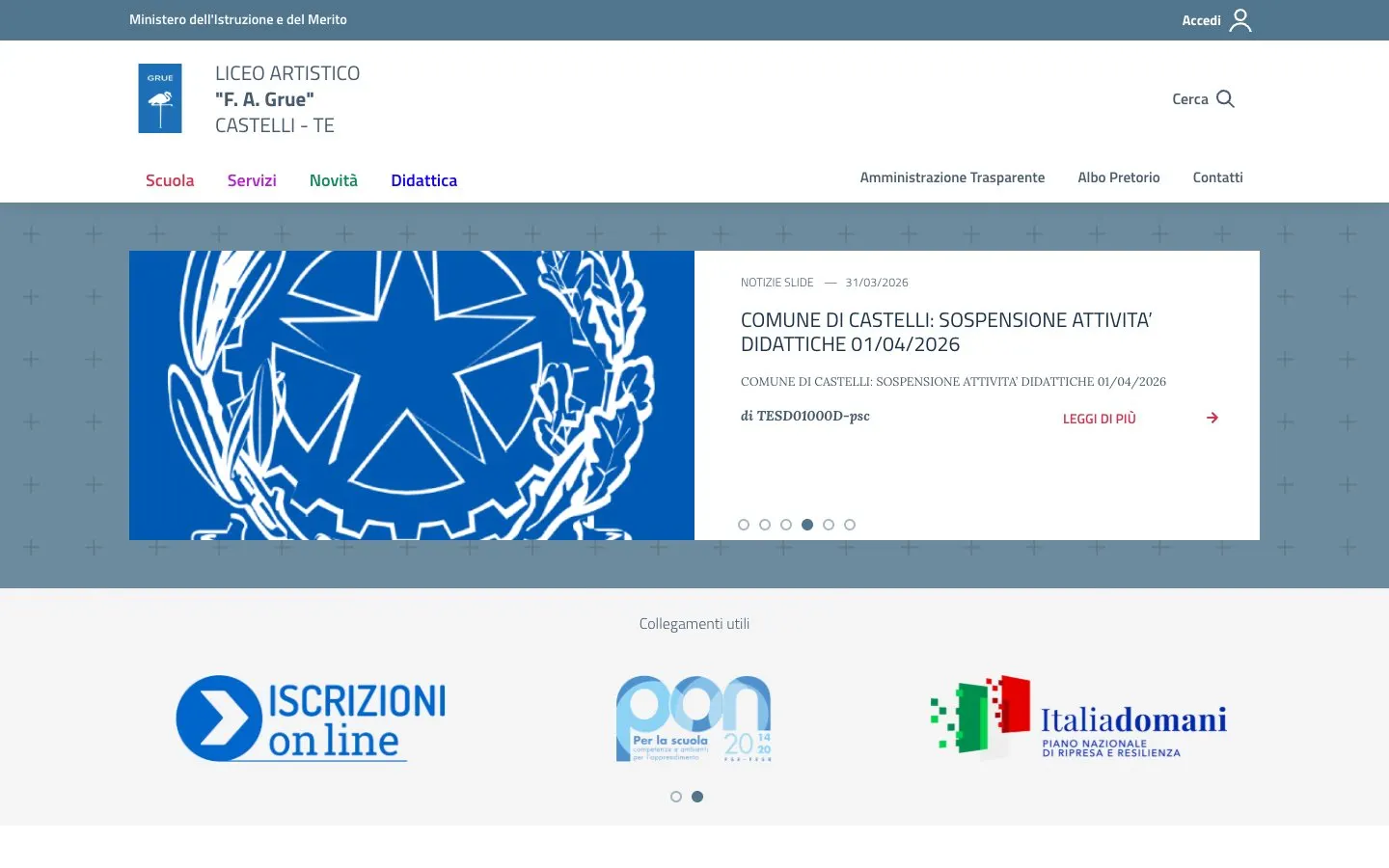 Le site de Liceo Artistico «F.A. Grue»