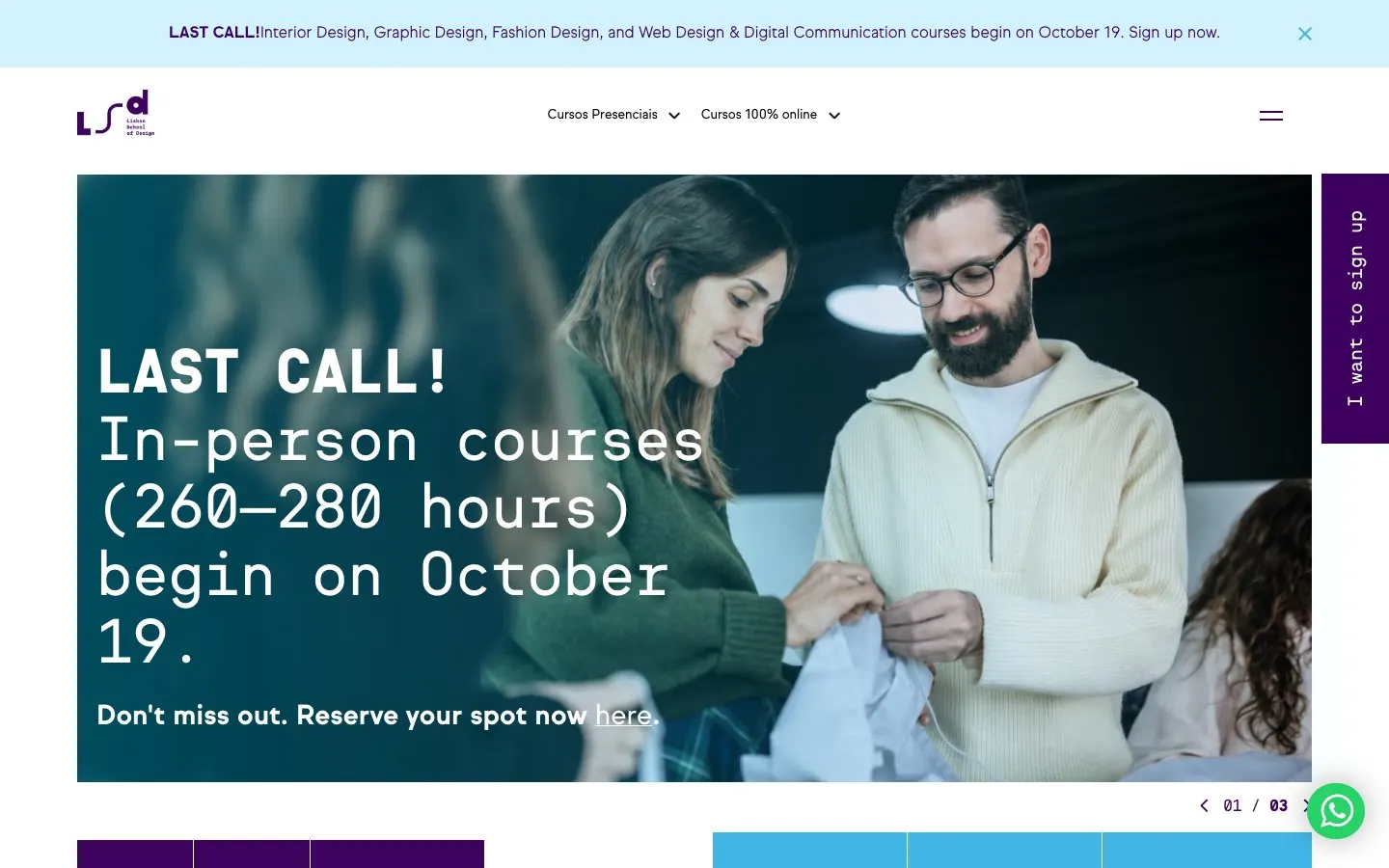 The website of Lisbon School of Design